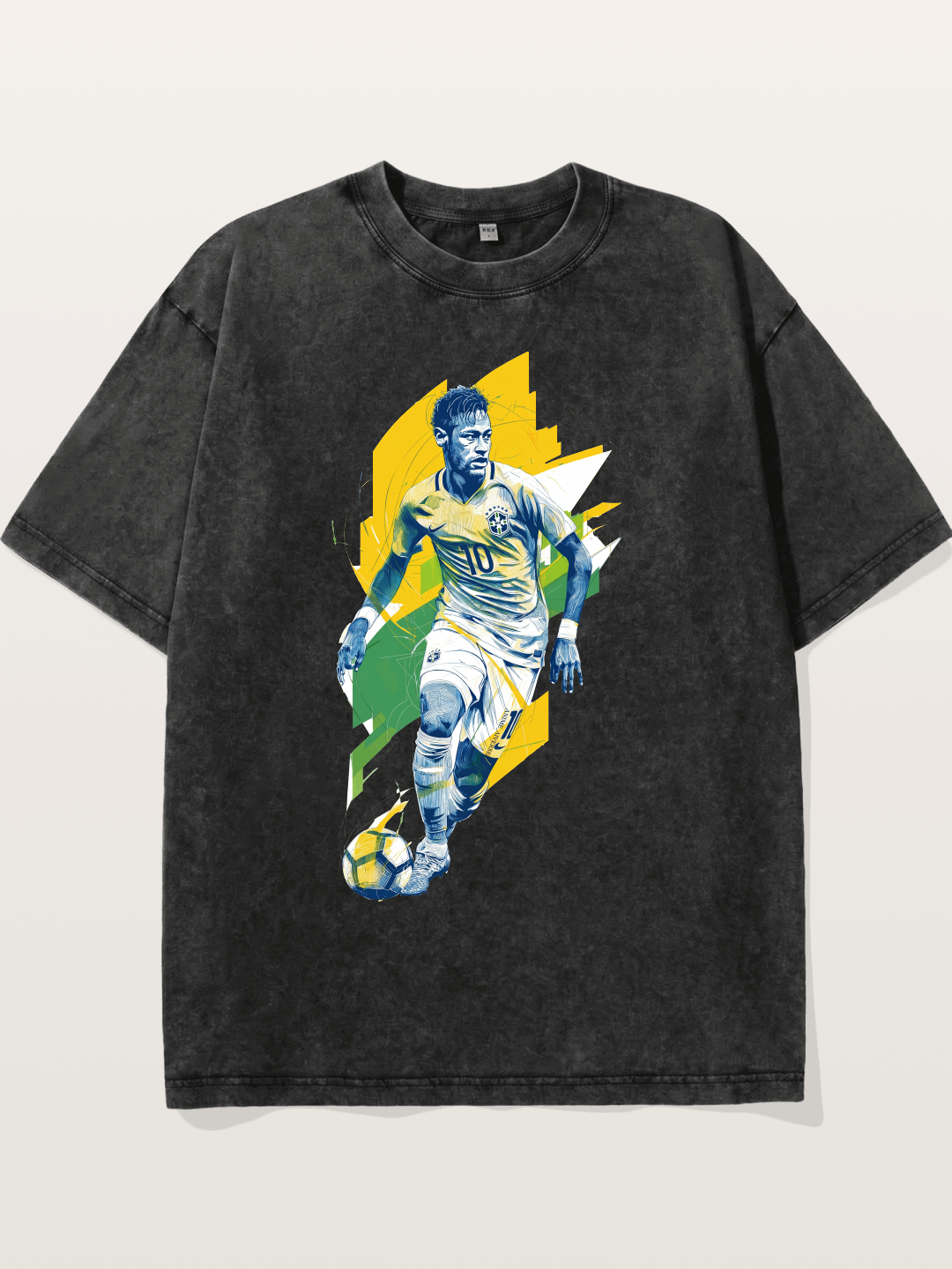 Neymar Brazil Geometric Print Washed T-shirt