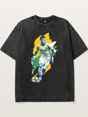 Neymar Brazil Geometric Print Washed T-shirt