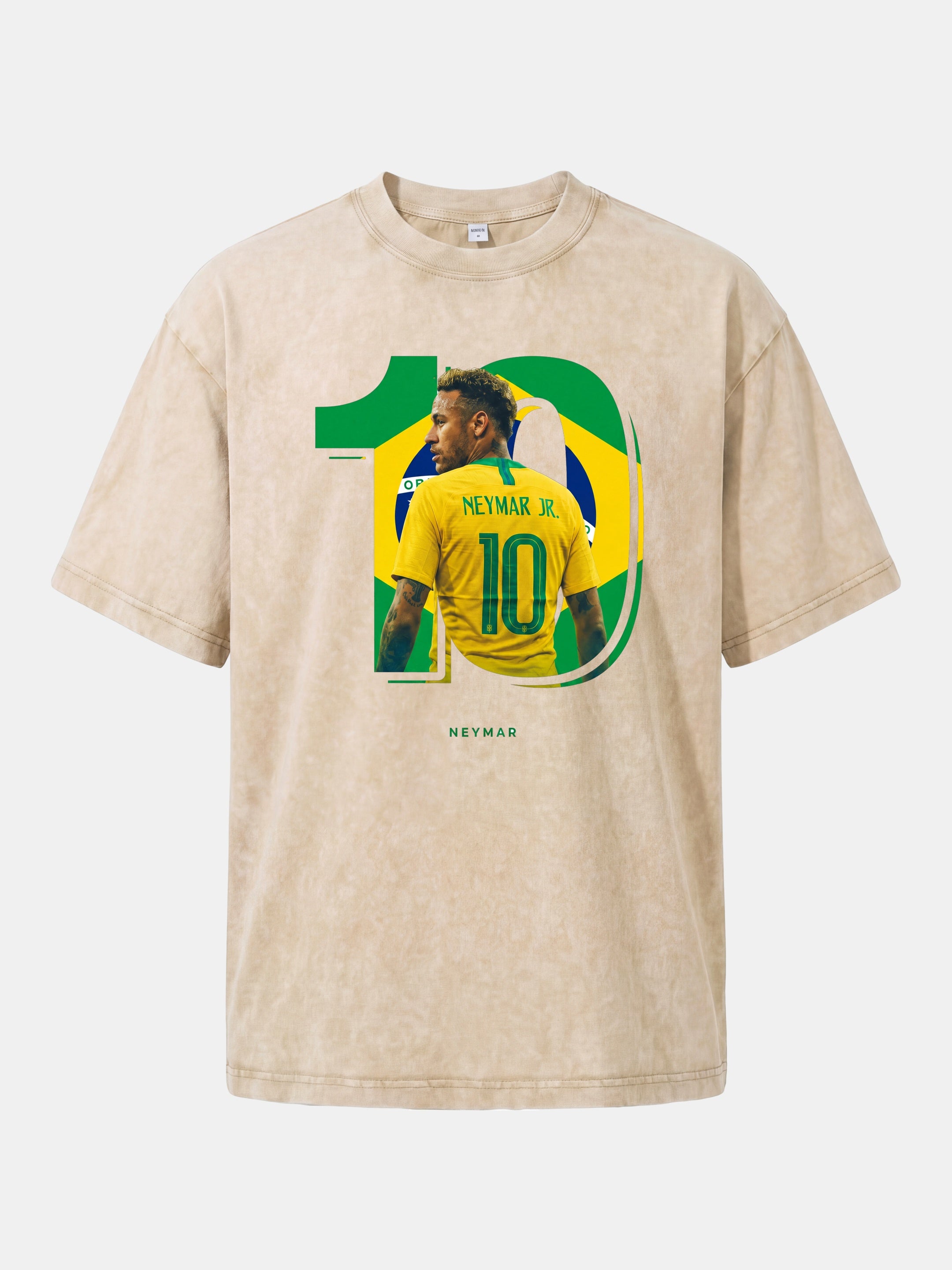 Neymar Brazil 10 Jersey Print Washed T-shirt