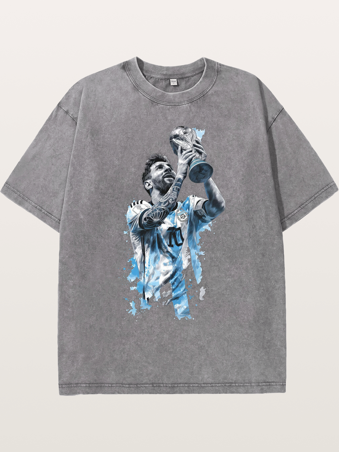 Messi WC Trophy Watercolor Washed T-shirt