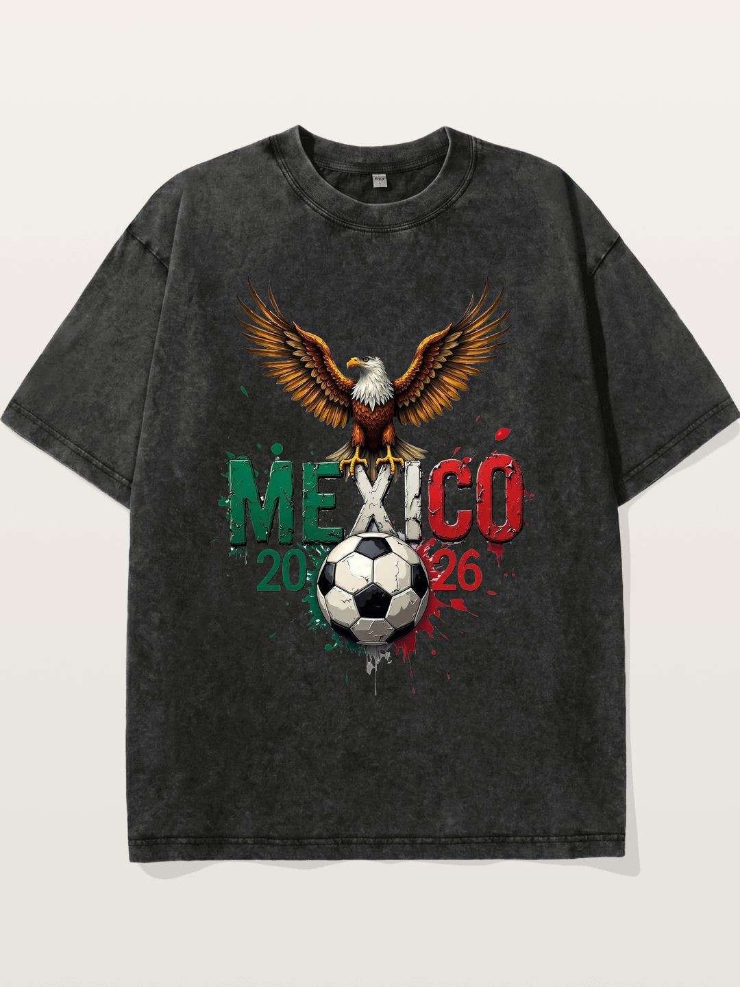 Mexico 2026 WC Eagle Print Washed T-shirt