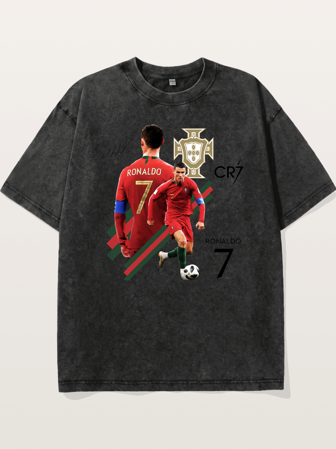 CR7 Portugal Crest Montage Washed T-shirt
