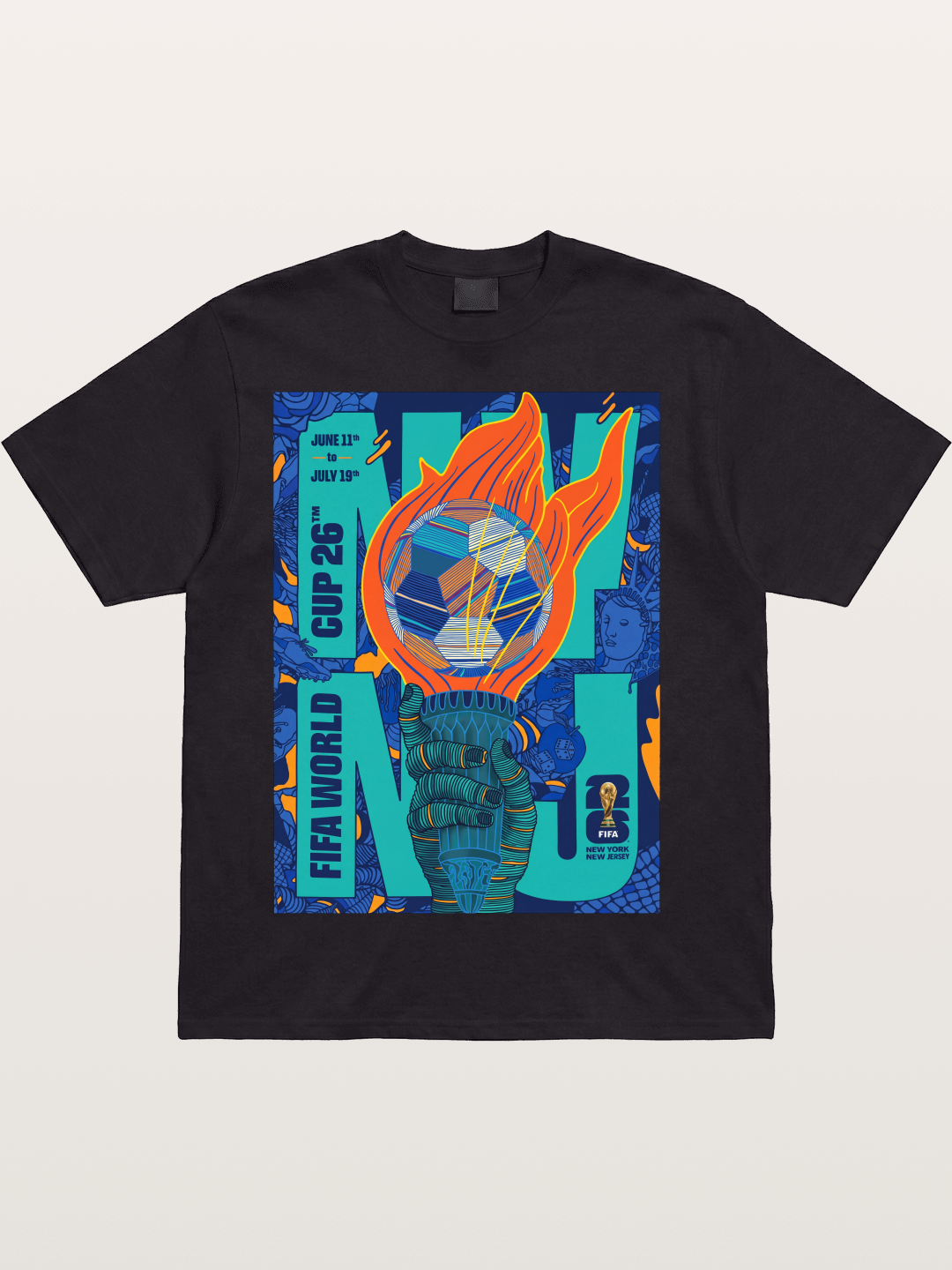 NYNJ WC 2026 Liberty Torch Soccer Cotton T-shirt