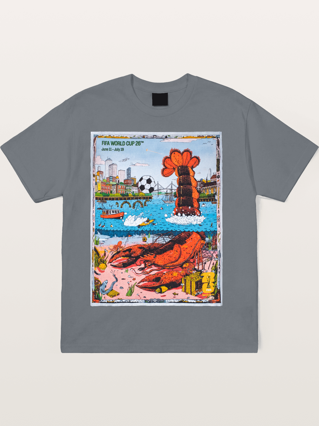 FIFA 2026 Coastal City Lobster Design Cotton T-shirt
