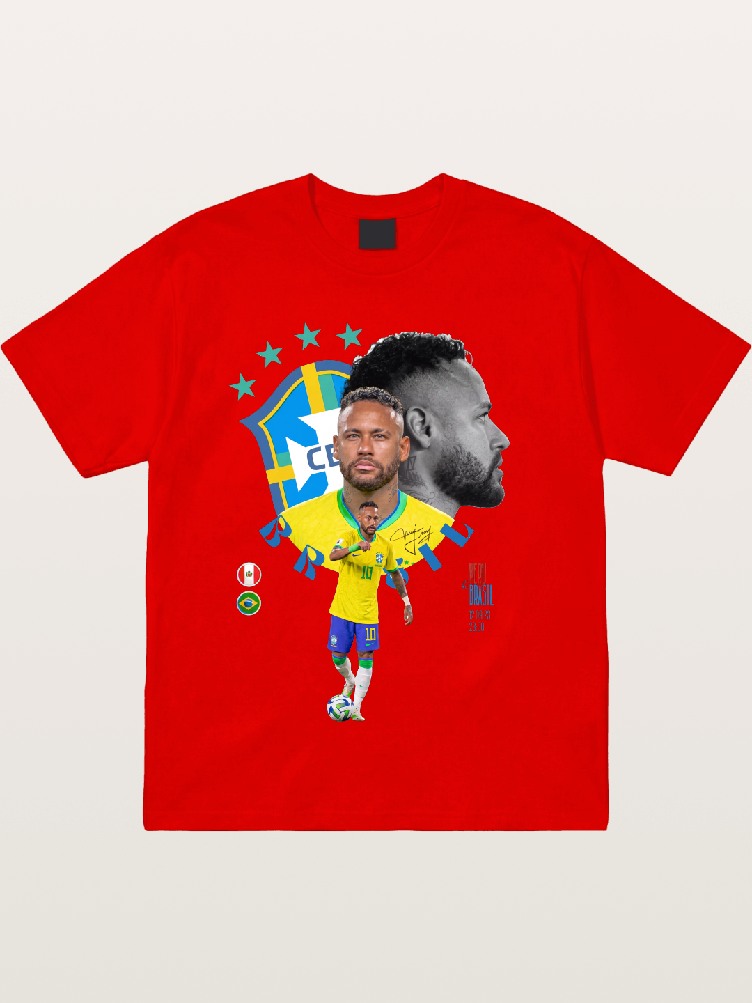 Neymar Multi Portrait Art Cotton T-shirt