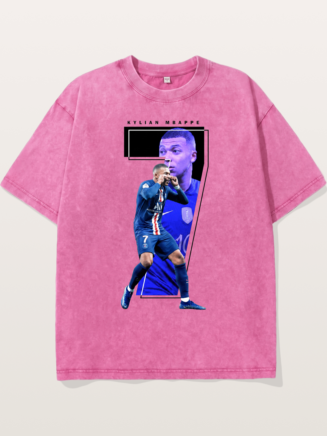 Mbappe Dual Portrait Collage Washed T-shirt
