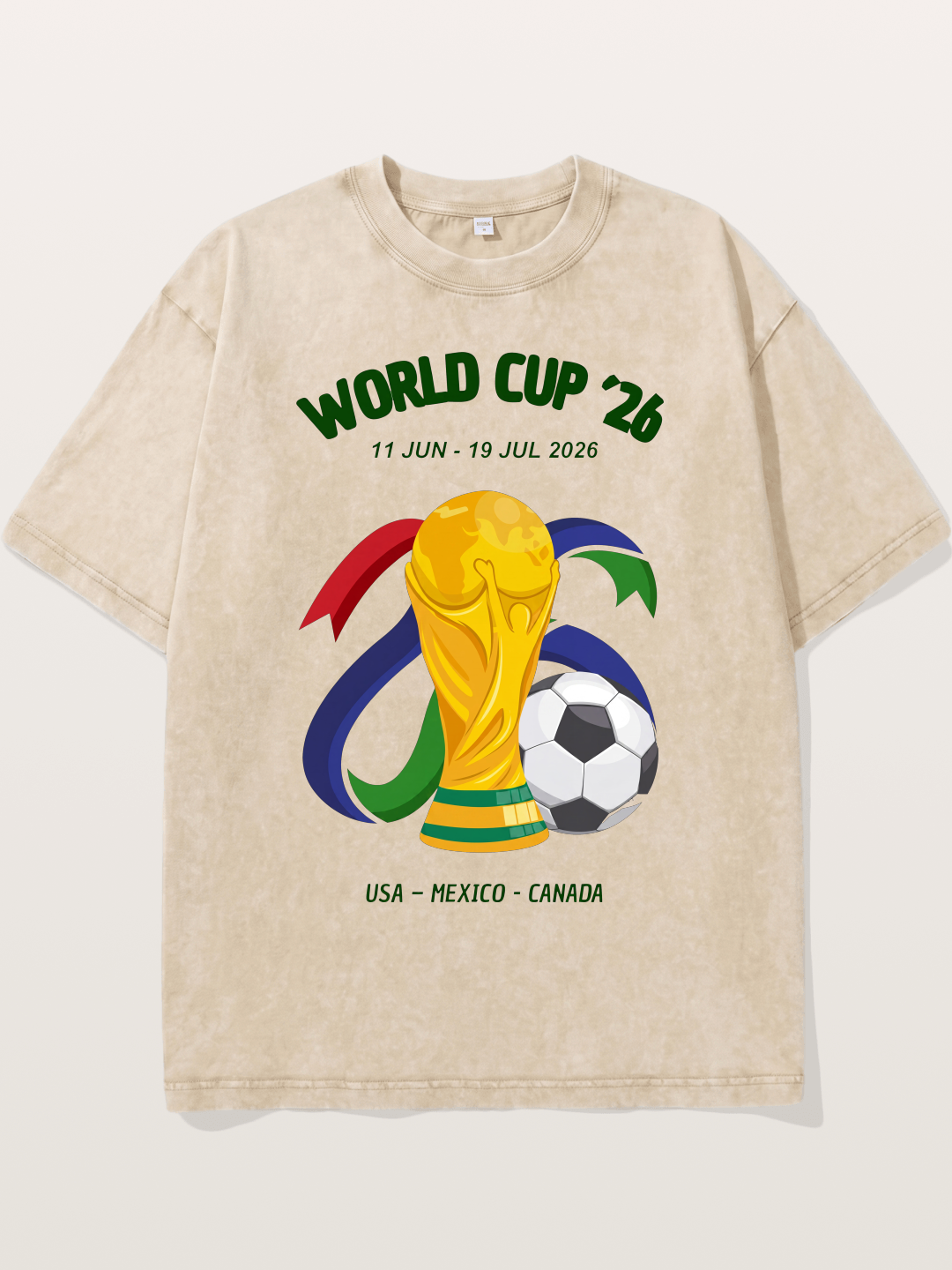 World Cup 26 Trophy and Soccer Ball Washed T-shirt