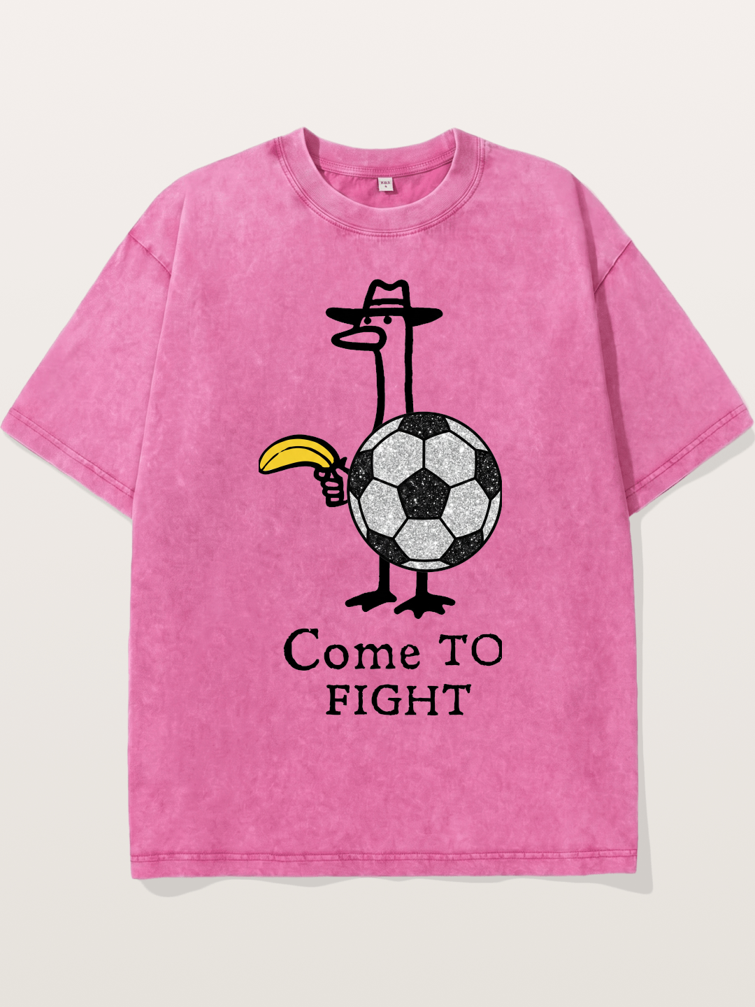 Ostrich Come To Fight Soccer Art Washed T-shirt