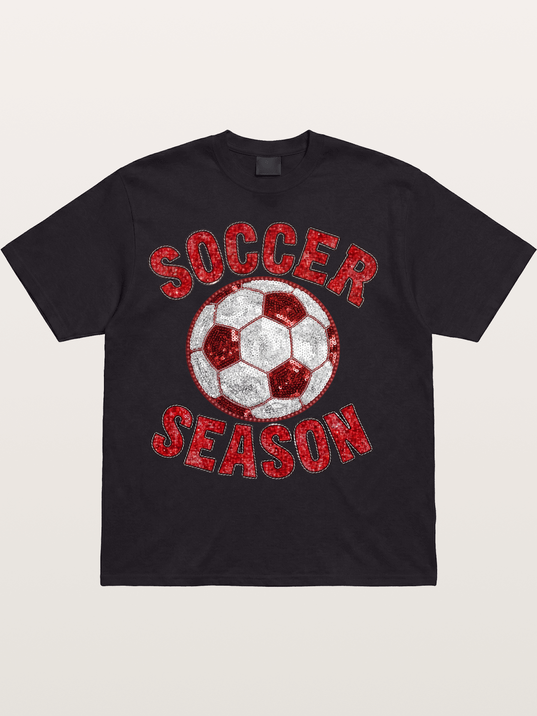 Glitter Soccer Season Badge Cotton T-shirt