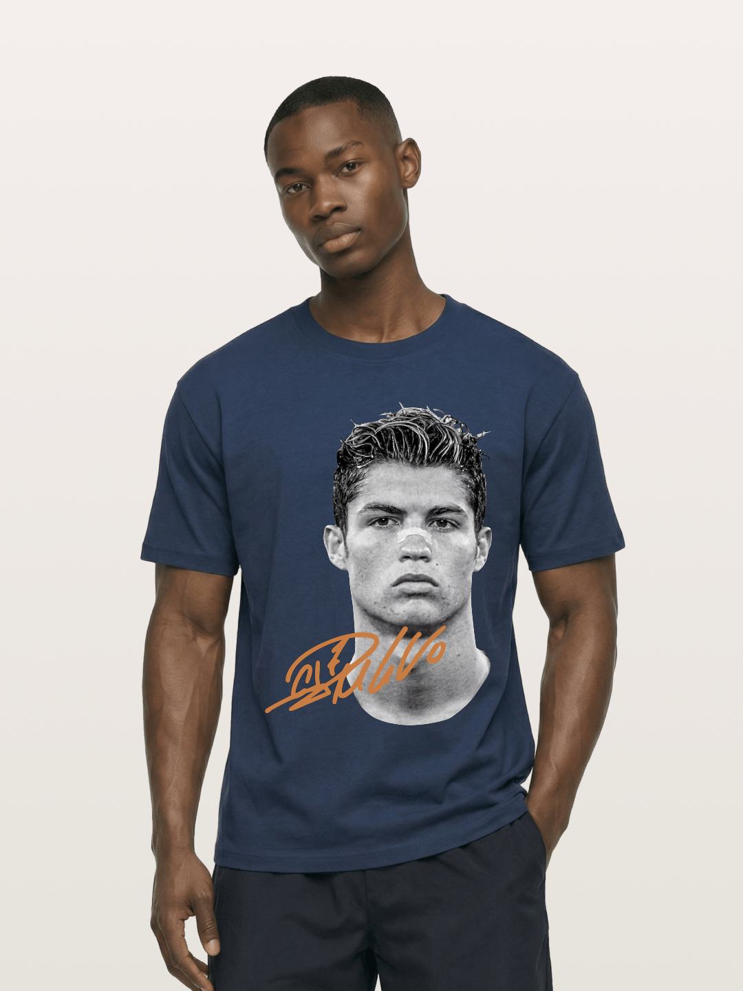 Cristiano Ronaldo Black White Portrait Cotton T-shirt