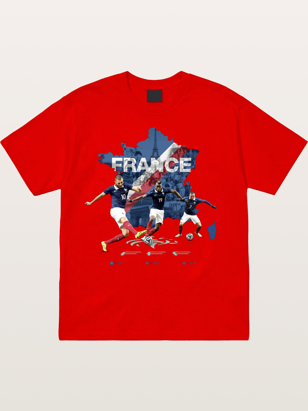 France Football Stars With Map Cotton T-shirt