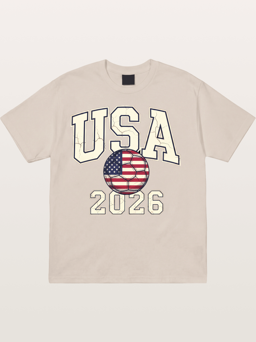 USA 2026 Cracked Letter Soccer Cotton T-shirt