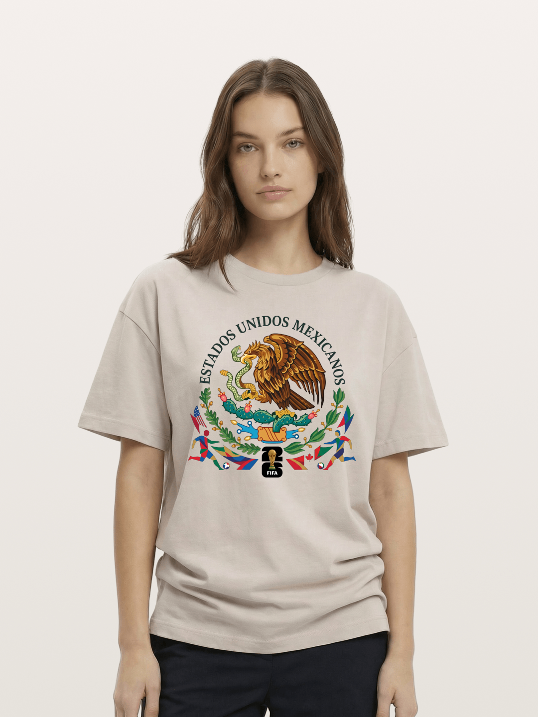 Mexican Eagle World Cup Art Cotton T-shirt