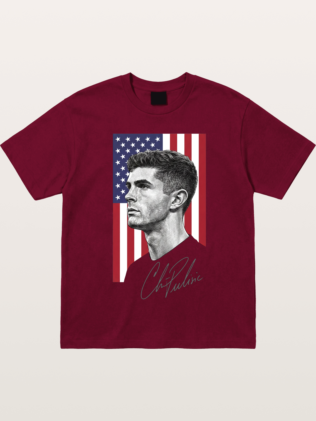 Christian Pulisic US Flag Backdrop Gildan T-shirt