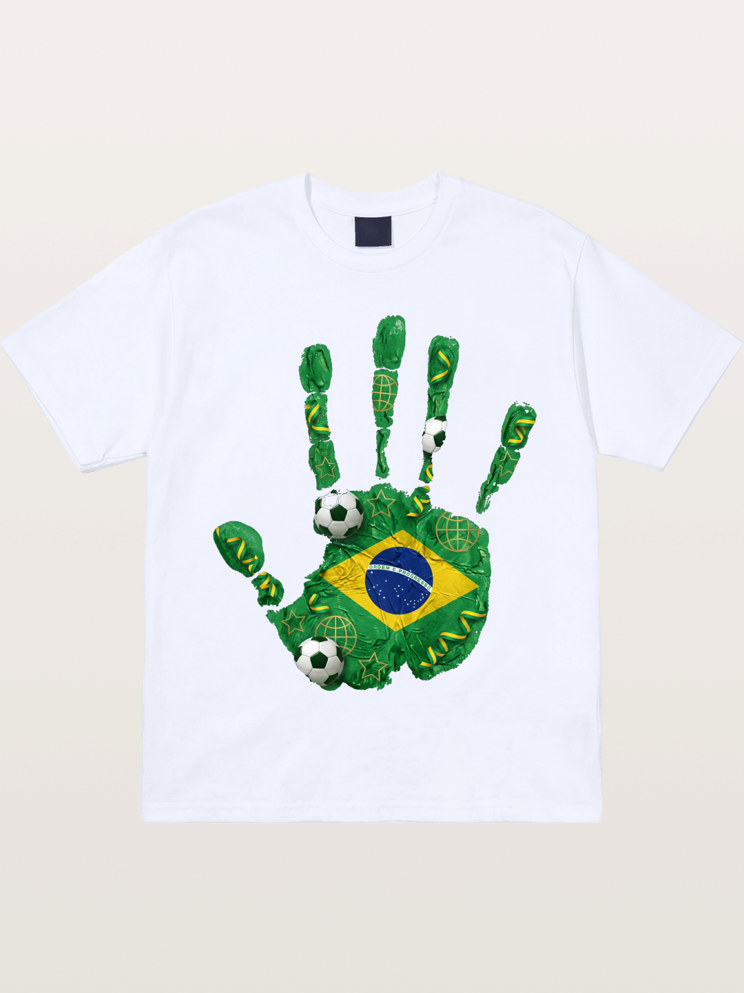 Brazil Flag Hand Soccer Art Gildan T-shirt