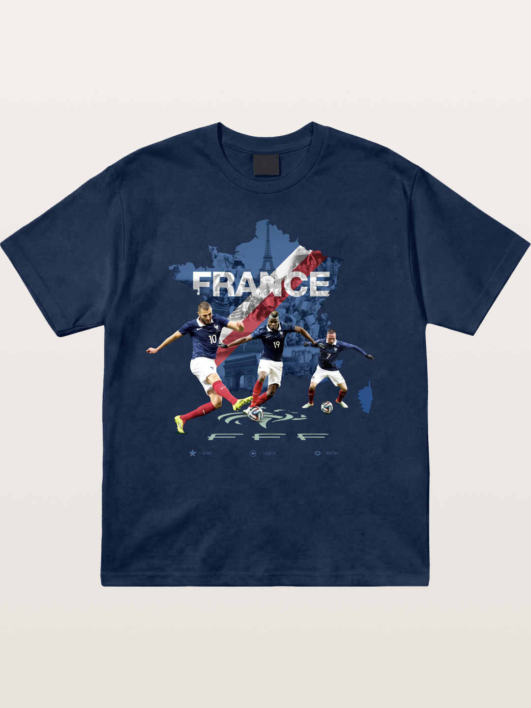France Football Stars With Map Cotton T-shirt