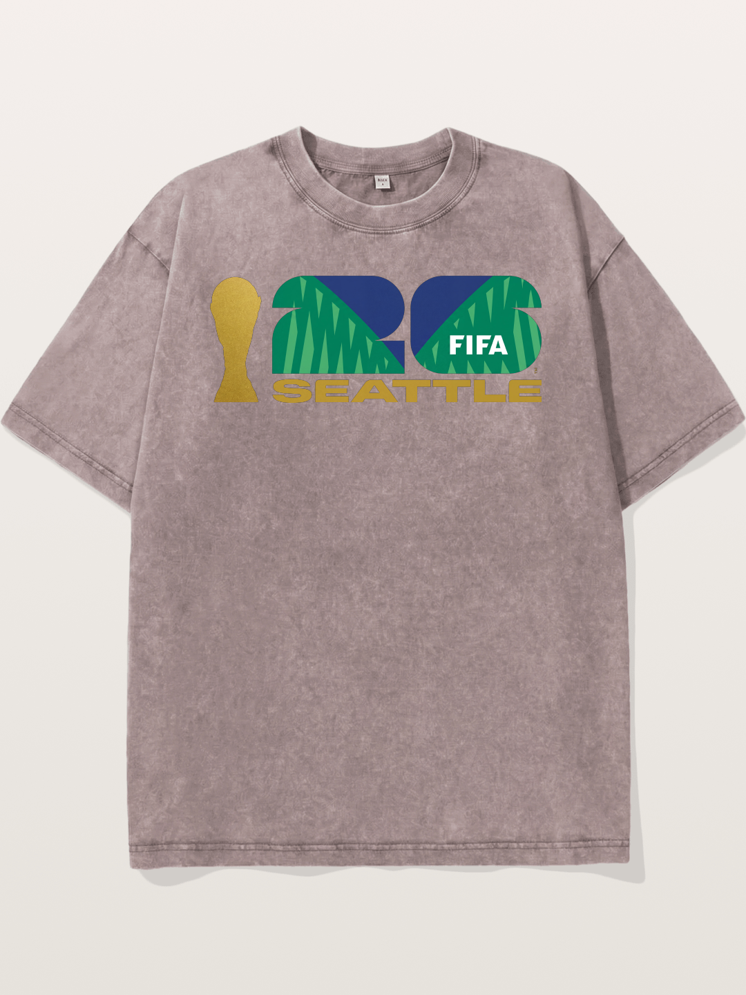 Seattle WC 2026 Gold Green Logo Washed T-shirt