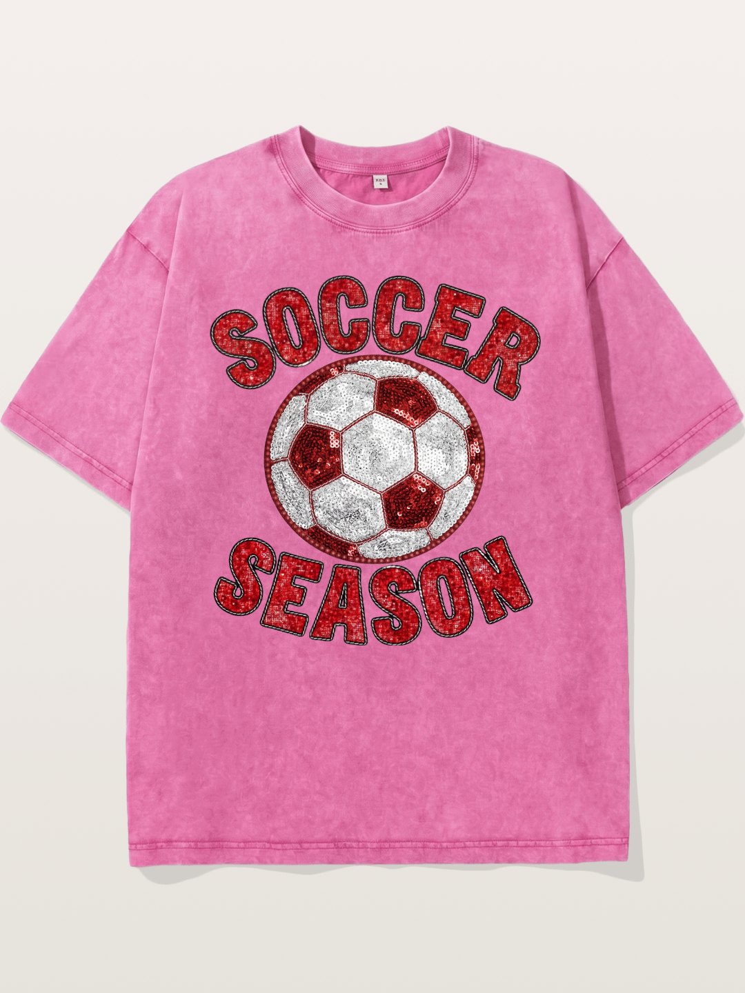 Glitter Soccer Season Badge Washed T-shirt