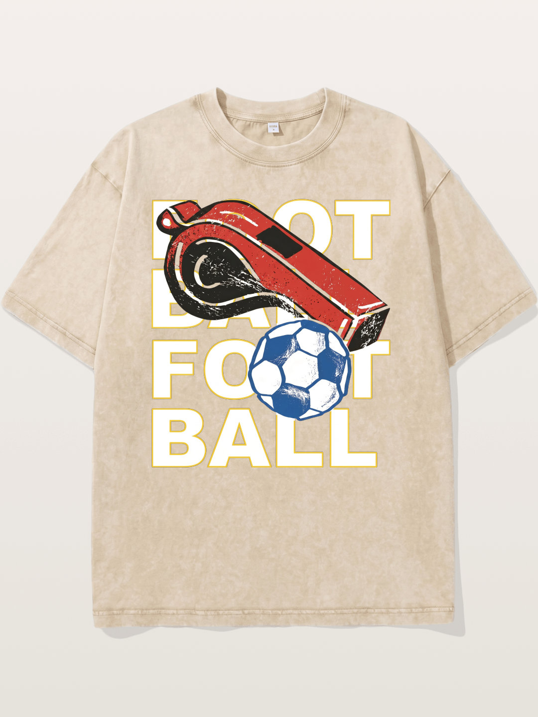 Retro Whistle Football Art Washed T-shirt