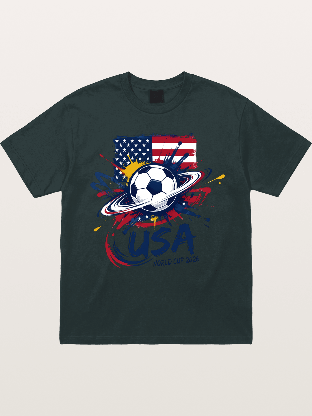 American Flag Splatter Soccer 2026 Gildan T-shirt