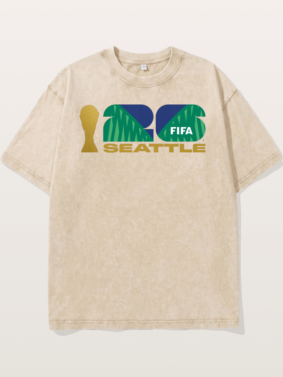 Seattle WC 2026 Gold Green Logo Washed T-shirt