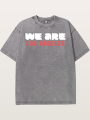 Los Angeles Red-Blue Typo Washed T-shirt