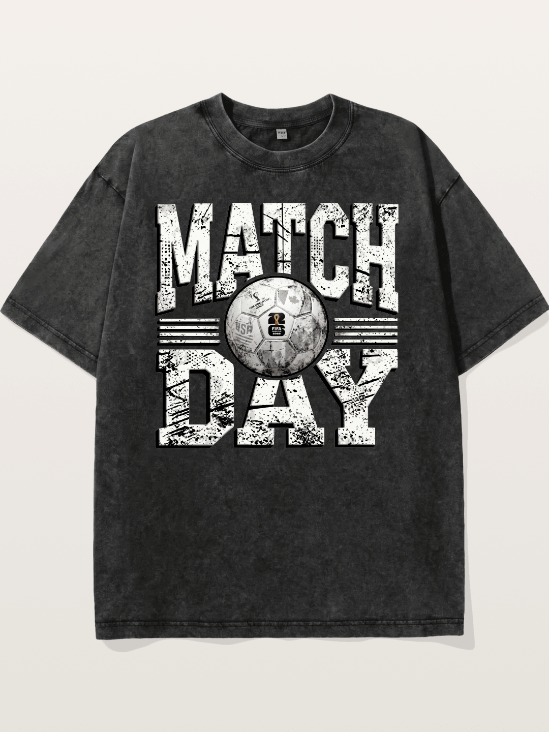 Match Day Grunge Soccer Print Washed T-shirt