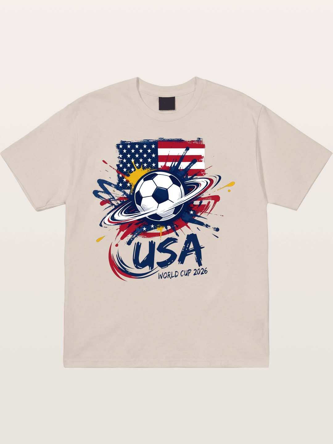 American Flag Splatter Soccer 2026 Cotton T-shirt