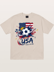 American Flag Splatter Soccer 2026 Cotton T-shirt