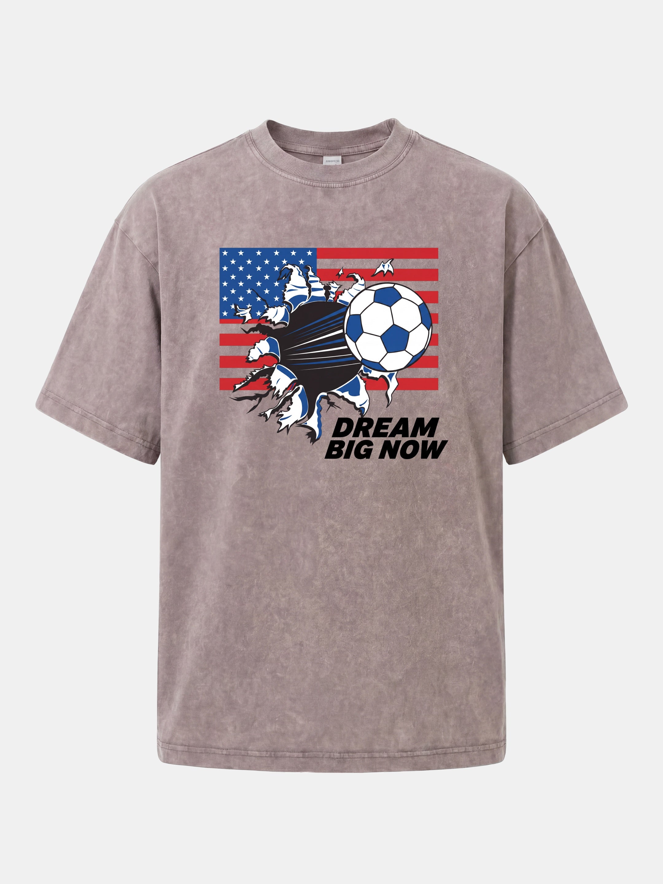 Torn Flag Soccer Explosion Design Washed T-shirt