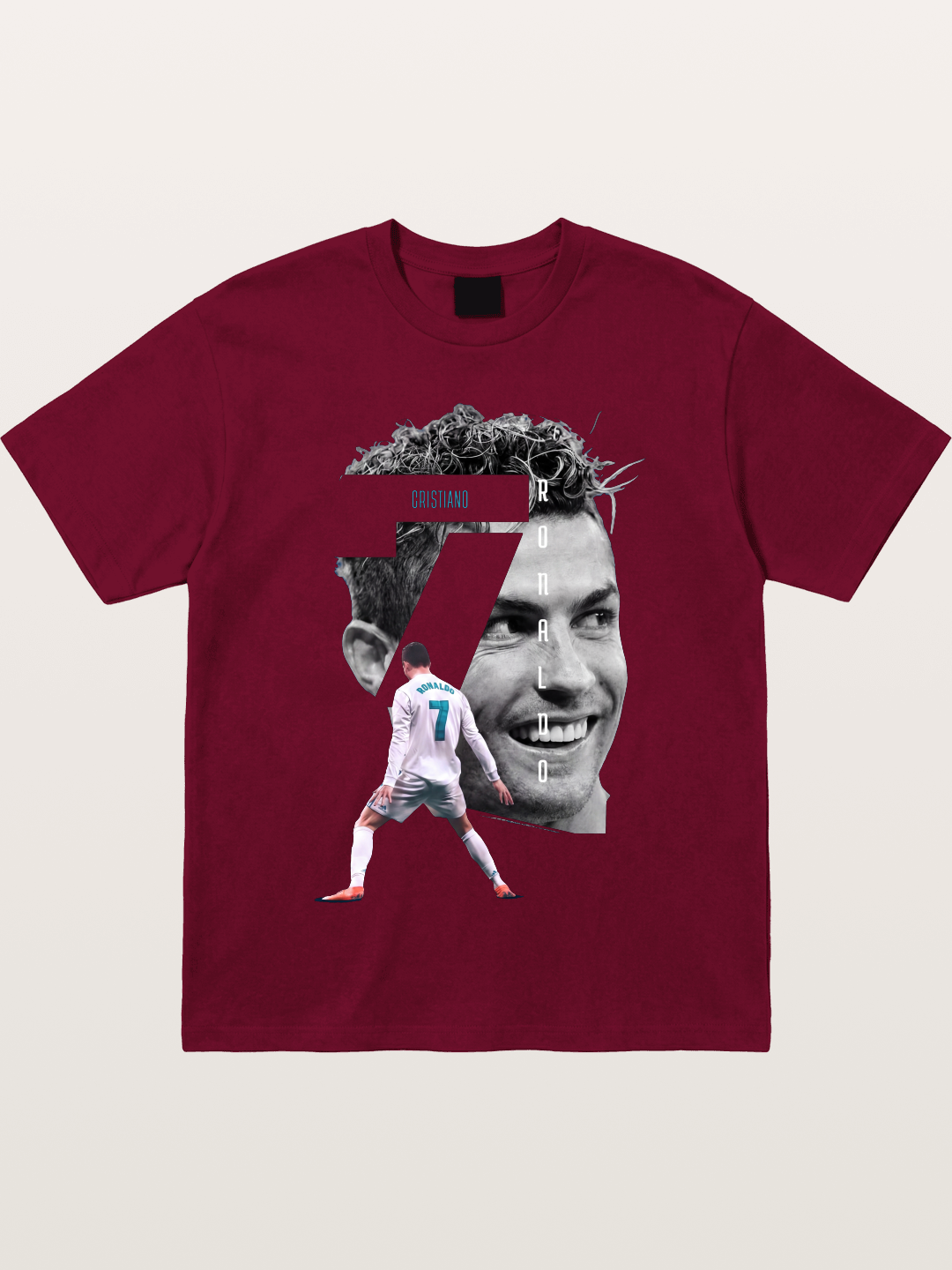 Cristiano Ronaldo 7 Number Montage Gildan T-shirt