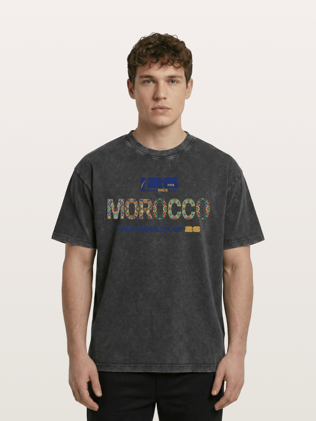 Morocco 2026 Mosaic Typography Washed T-shirt