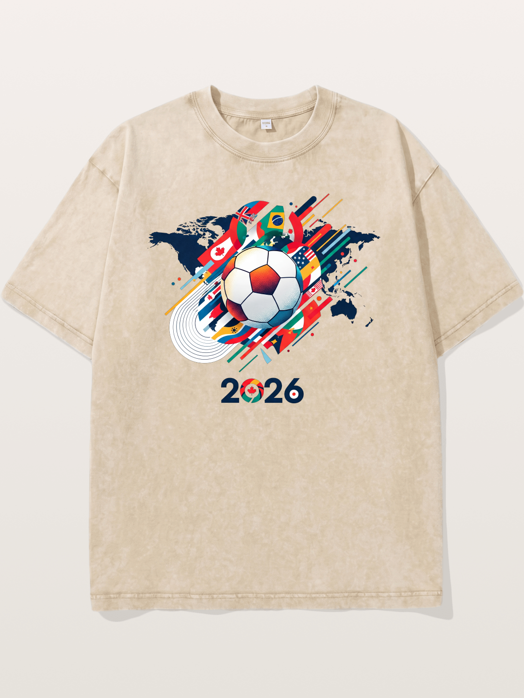 World Cup 2026 Global Flags Print Washed T-shirt