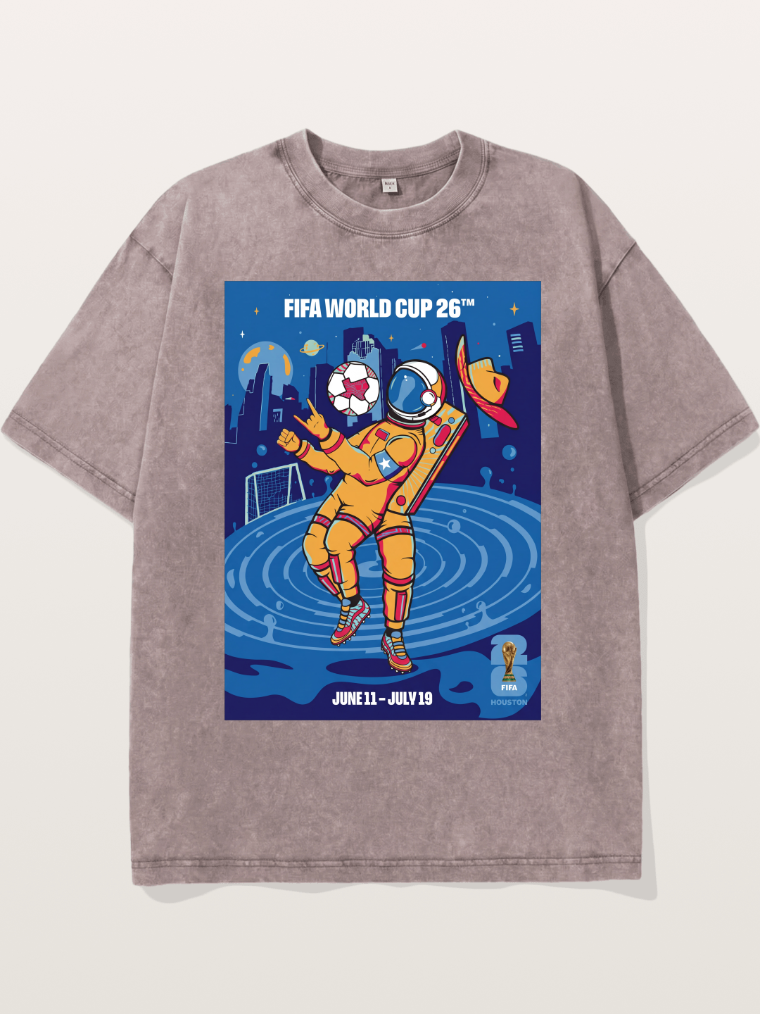 WC 2026 Astronaut Soccer Player Washed T-shirt
