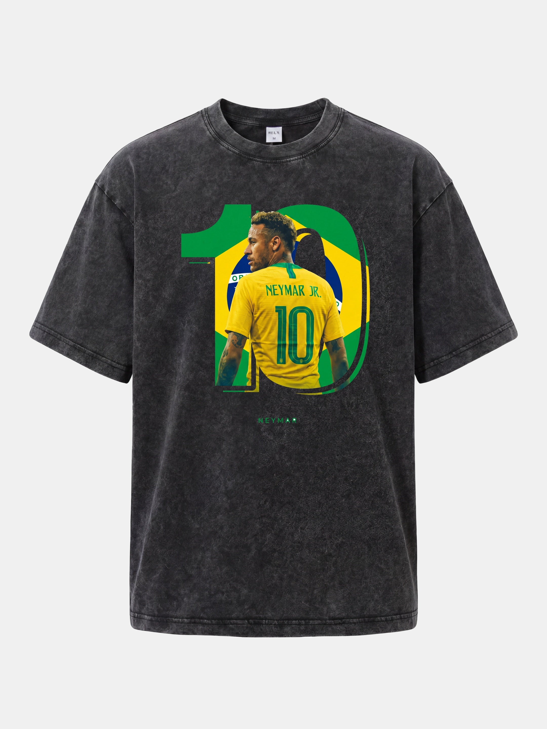 Neymar Brazil 10 Jersey Print Washed T-shirt