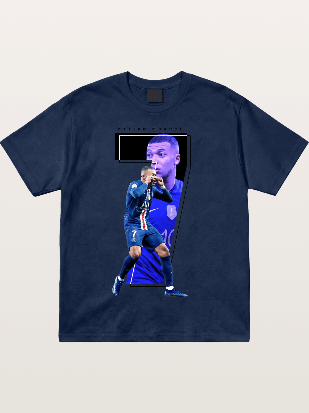 Mbappe Dual Portrait Collage Cotton T-shirt