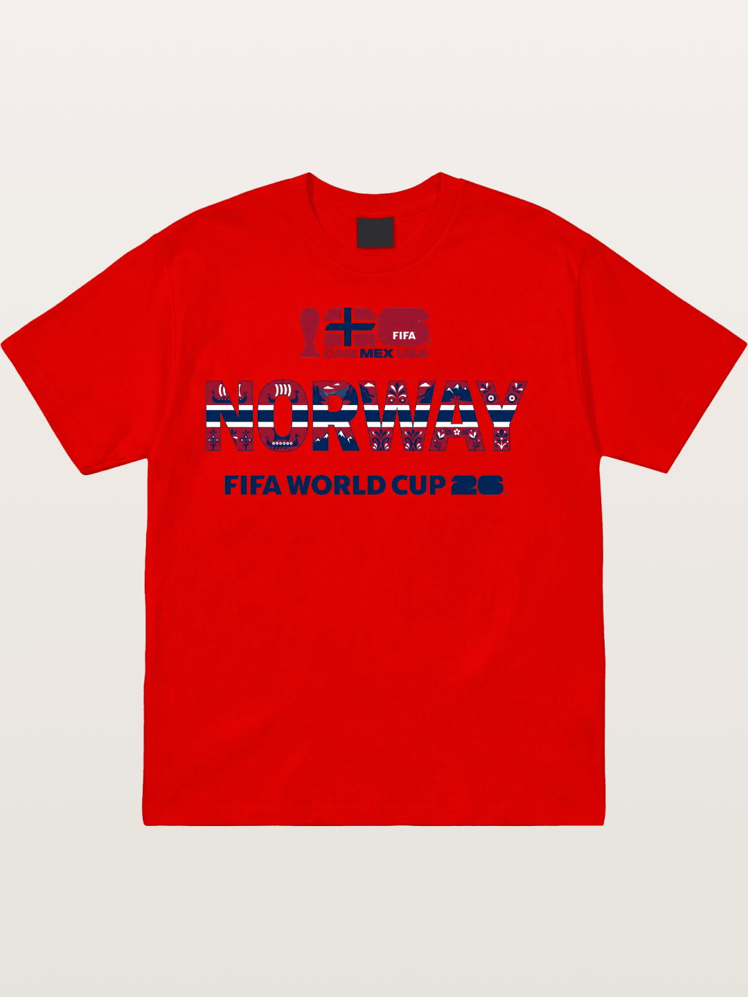 Norway 2026 Folk Pattern Print Cotton T-shirt