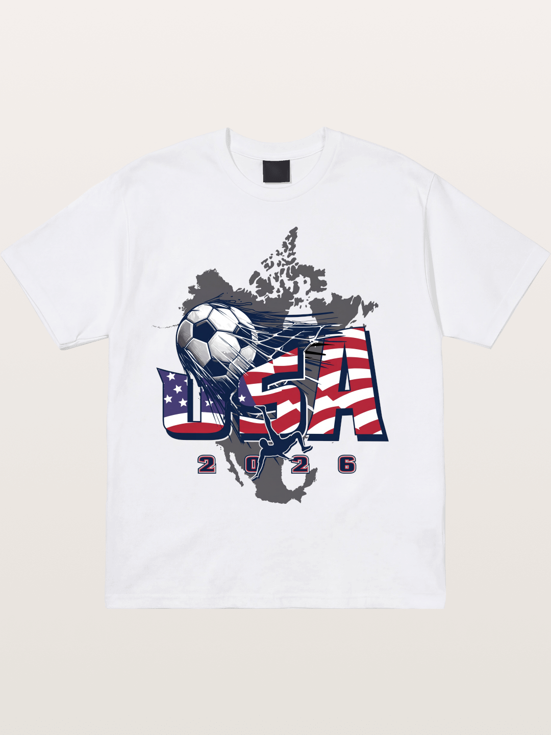 American Flag Soccer Map 2026 Cotton T-shirt