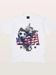 American Flag Soccer Map 2026 Cotton T-shirt