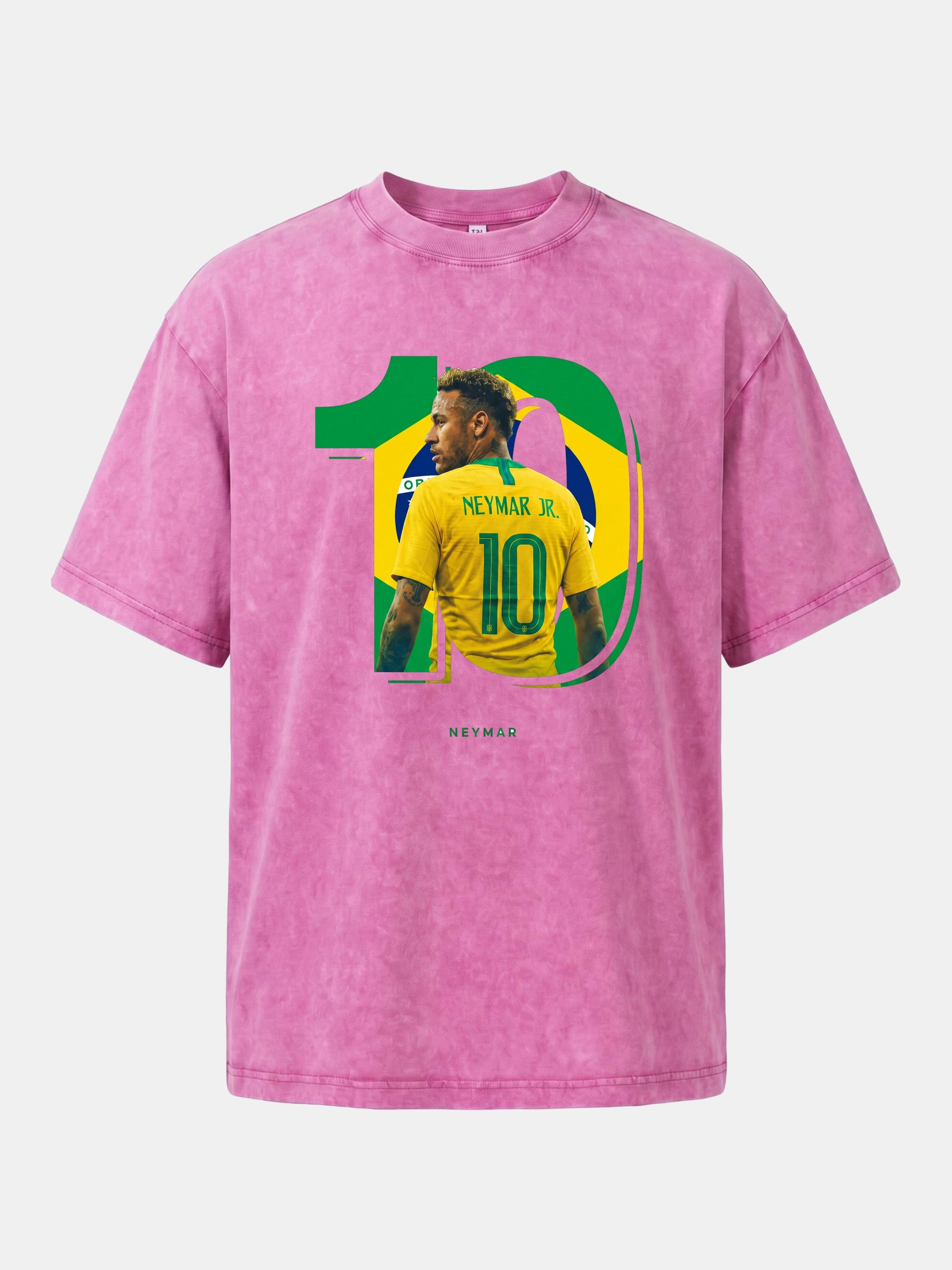 Neymar Brazil 10 Jersey Print Washed T-shirt