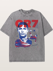 CR7 Retro Halftone Print Washed T-shirt