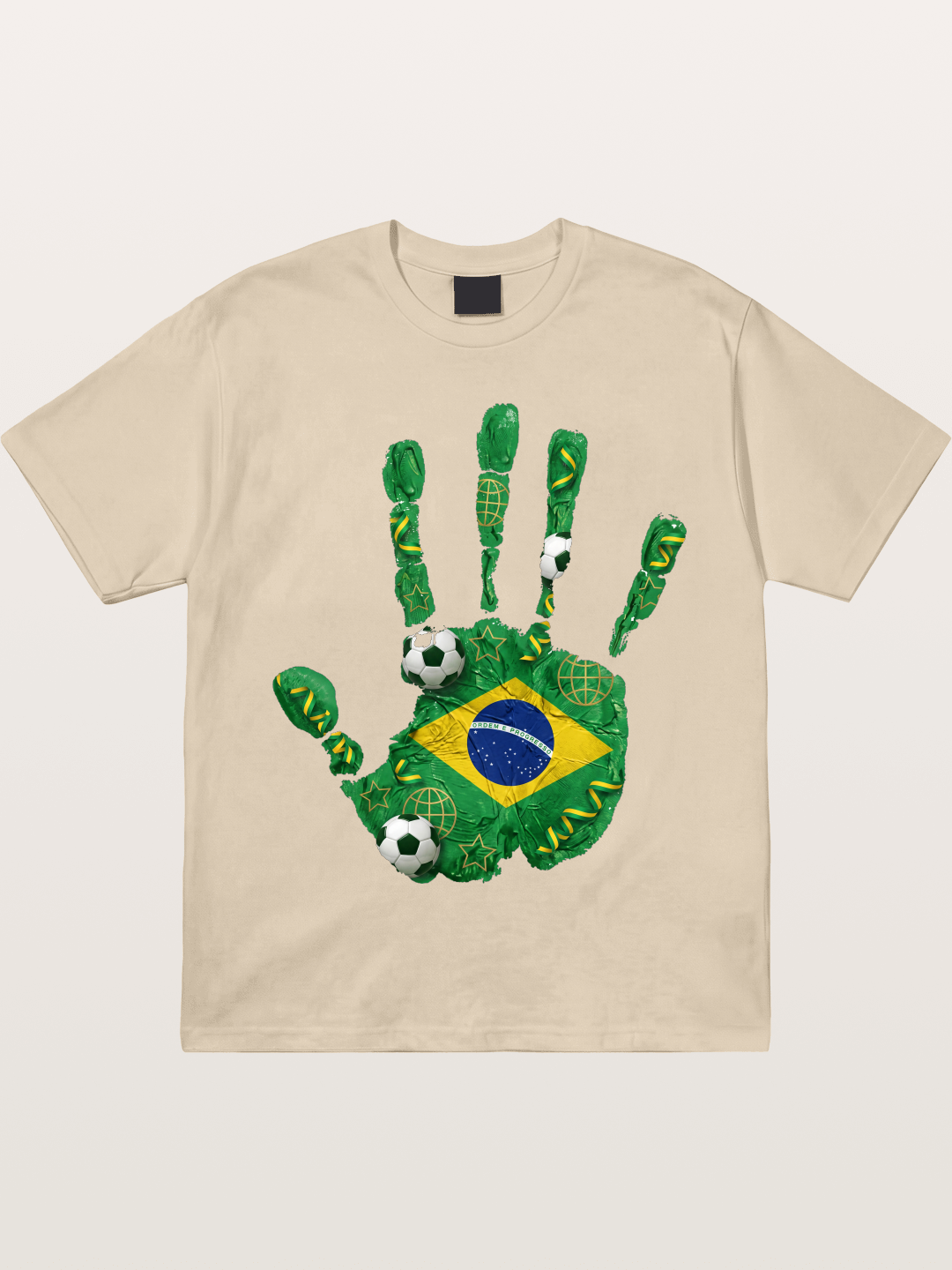 Brazil Flag Hand Soccer Art Gildan T-shirt