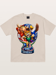 World Cup Mascots Globe Design Cotton T-shirt