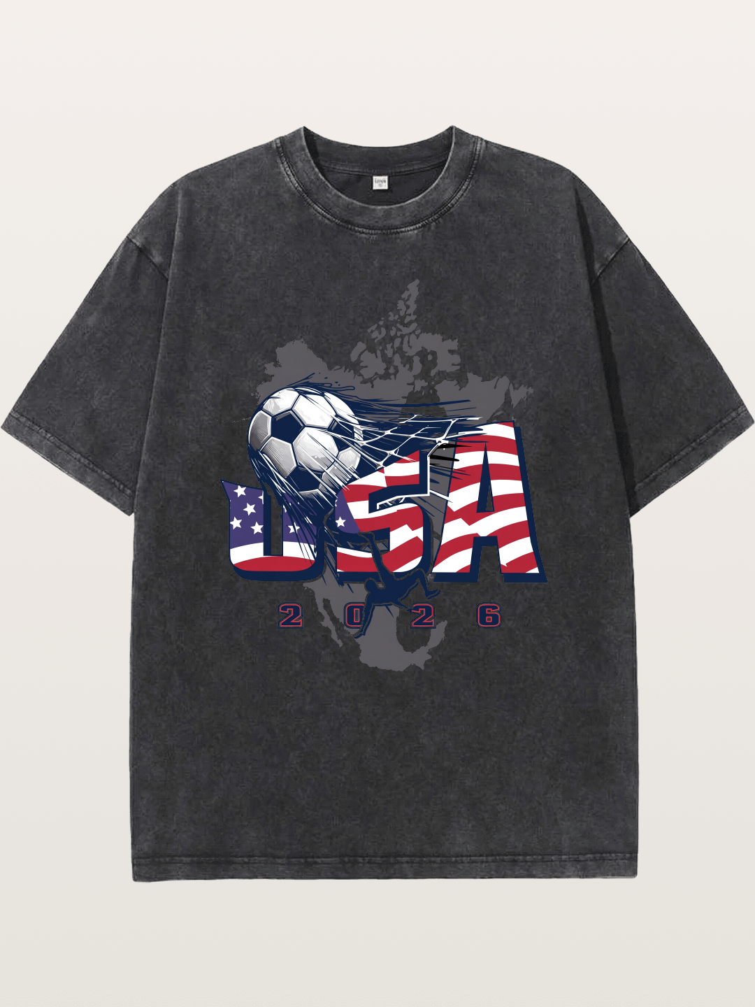 American Flag Soccer Map 2026 Washed T-shirt