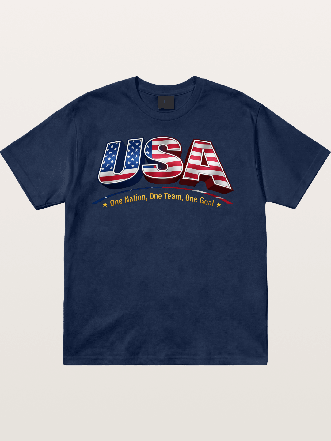 USA Flag 3D Letter World Cup Cotton T-shirt