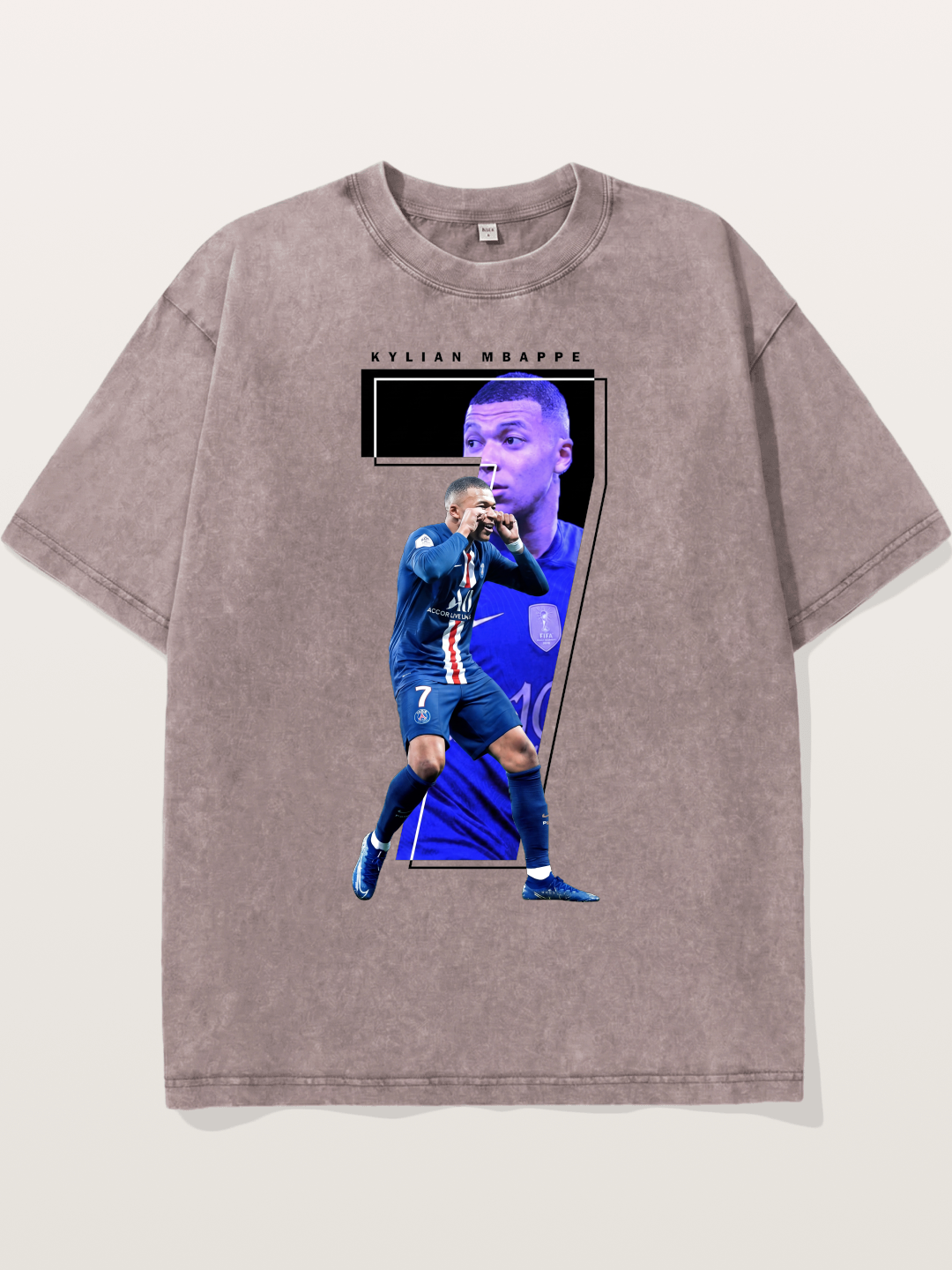 Mbappe Dual Portrait Collage Washed T-shirt