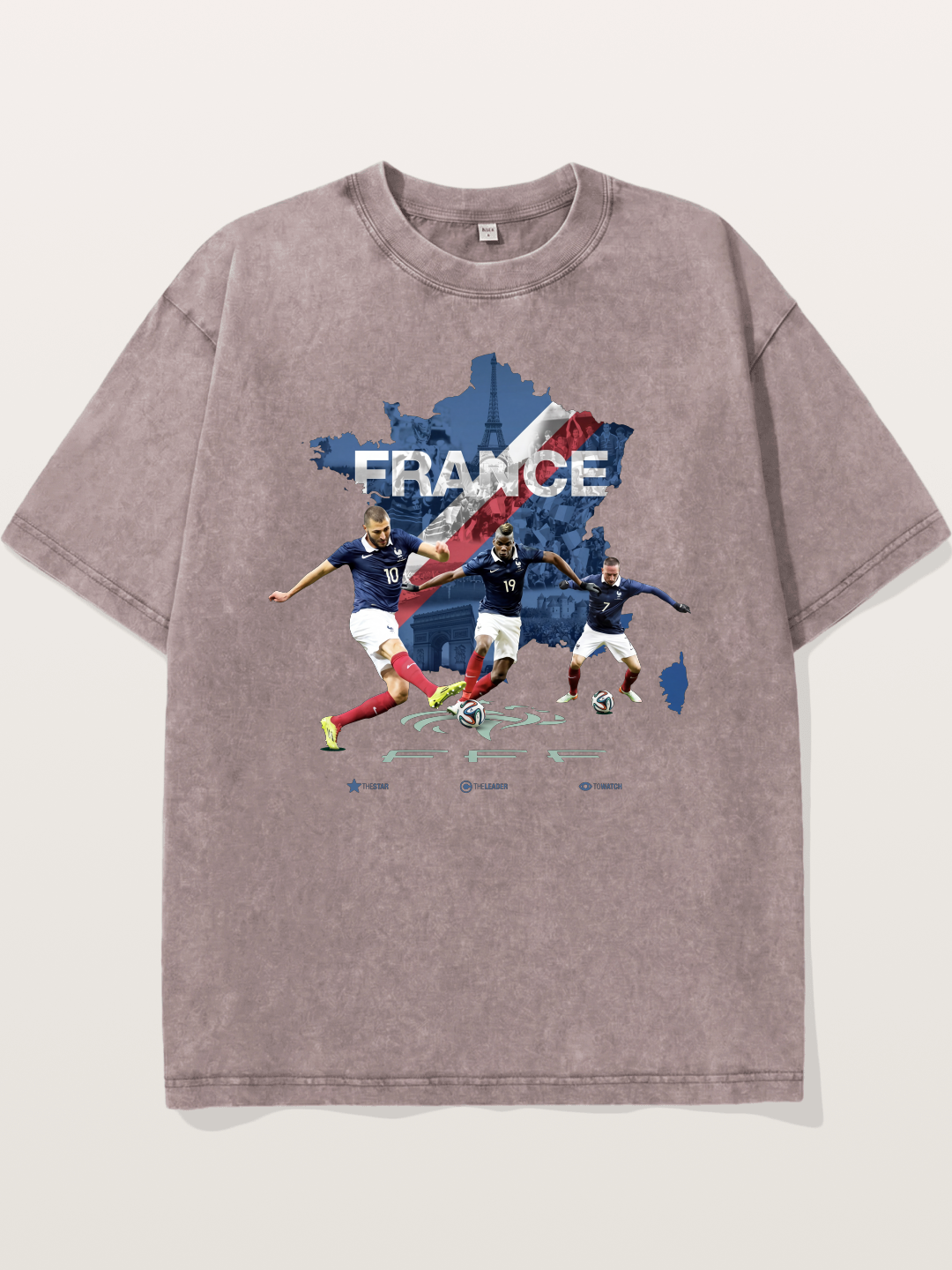 France Football Stars With Map Washed T-shirt