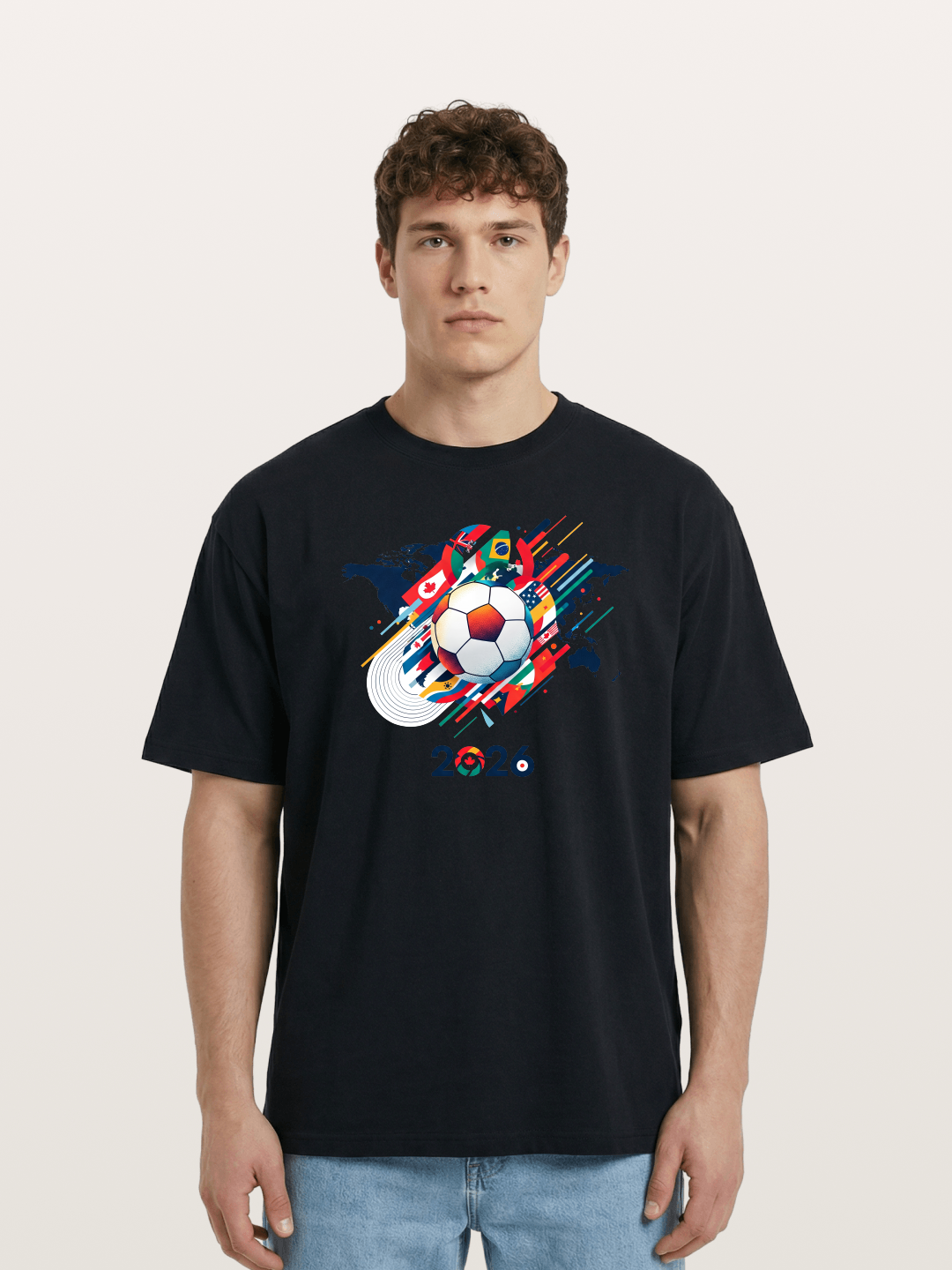World Cup 2026 Global Flags Print Cotton T-shirt