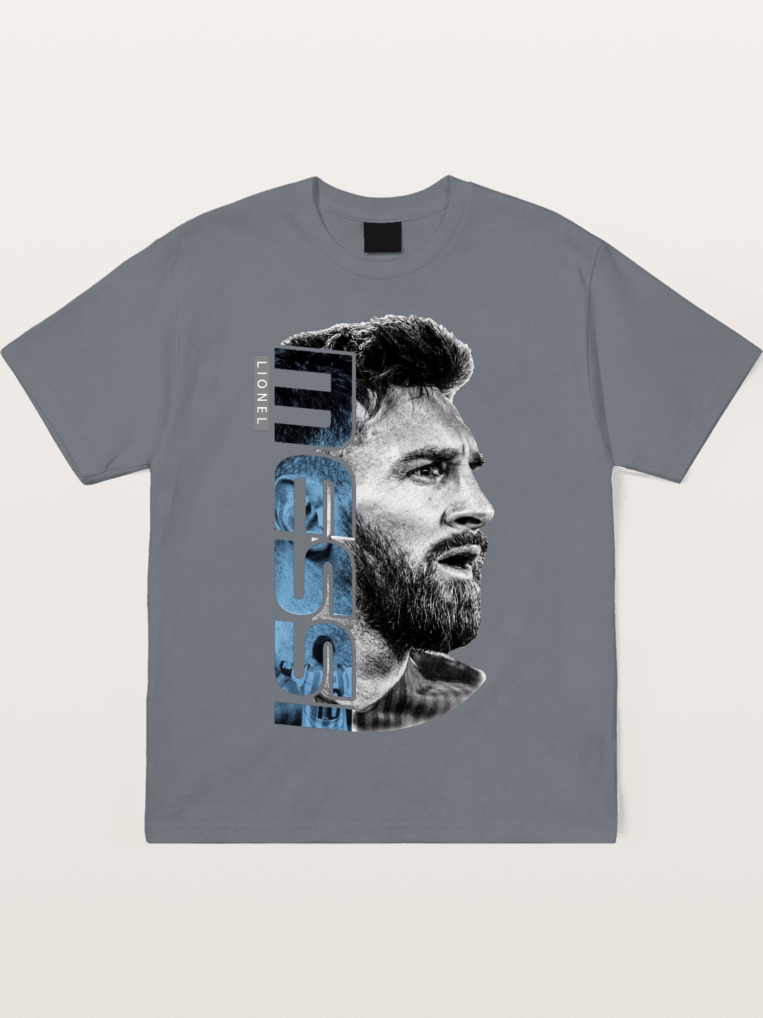 Messi Vertical Typography Art Cotton T-shirt