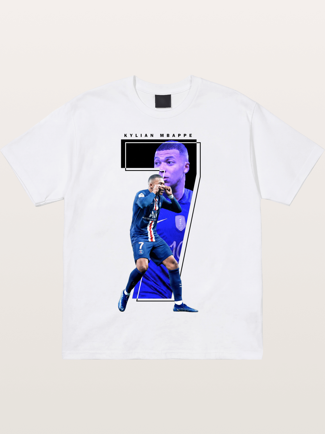 Mbappe Dual Portrait Collage Cotton T-shirt